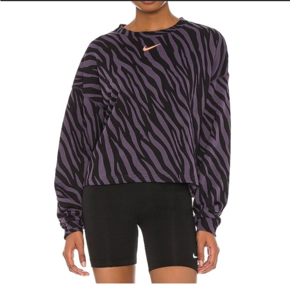 Nike Women’s 1X NSW ICON Clash Purple Animal Print Sweatshirt